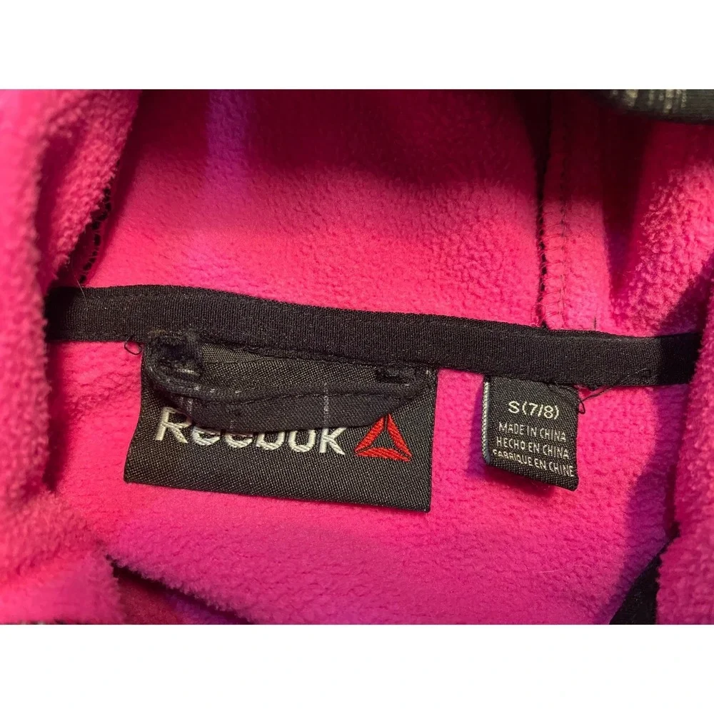 Reebok Girls 6/7 Full-Zip Active Jacket Hooded Black Pink Athletic Size Unknown‎